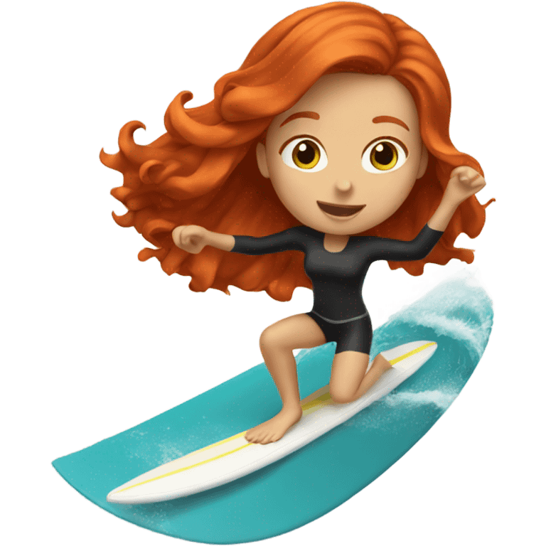 Redhead girl surfing emoji