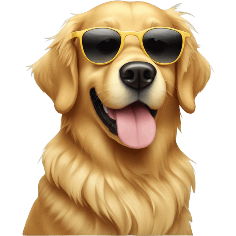 Golden retriever with sun glasses emoji