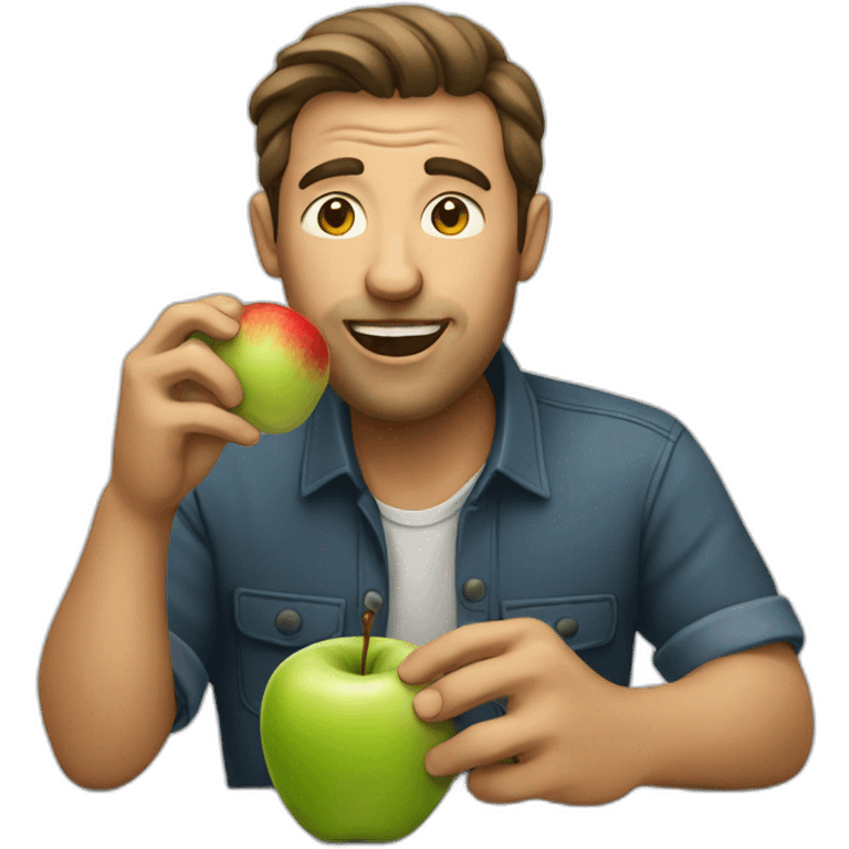 A man eating apple  emoji