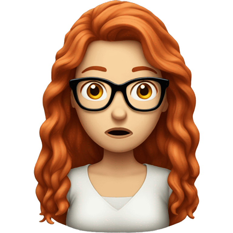 shocked white girl with long red red hair and glasses emoji