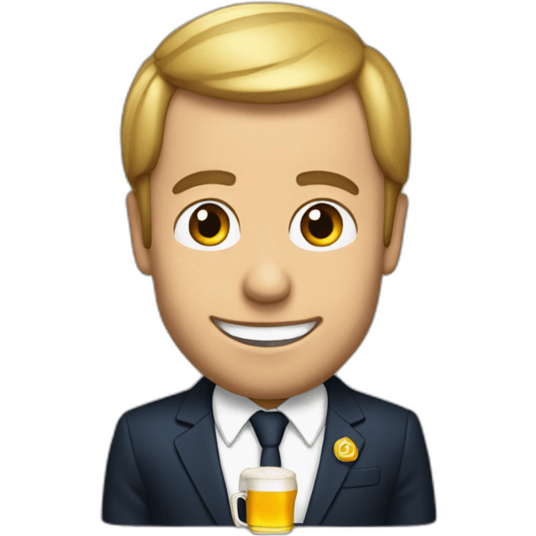 Macron with beer emoji