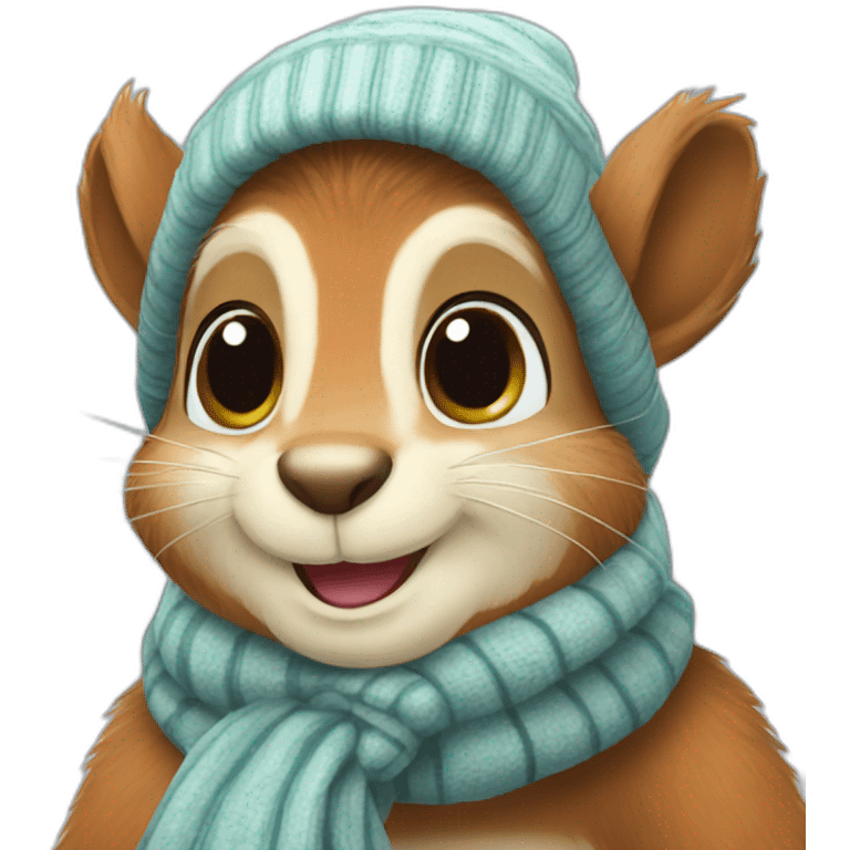 squirrel with scarf in winter emoji