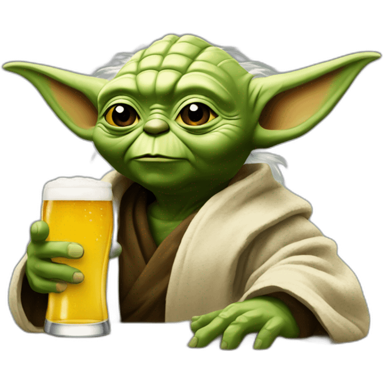 Yoda buvant une bière emoji