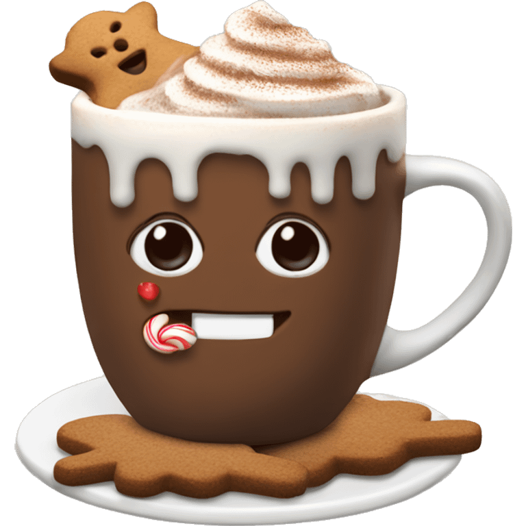 hot chocolate with gingerbread man emoji