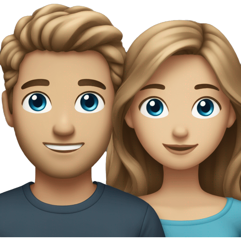 boyfriend with blue eyes and light brown hair and girlfriend with brown eyes and brown hair emoji