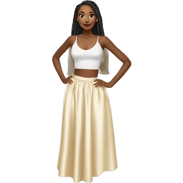 Cream Satin maxi skirt emoji