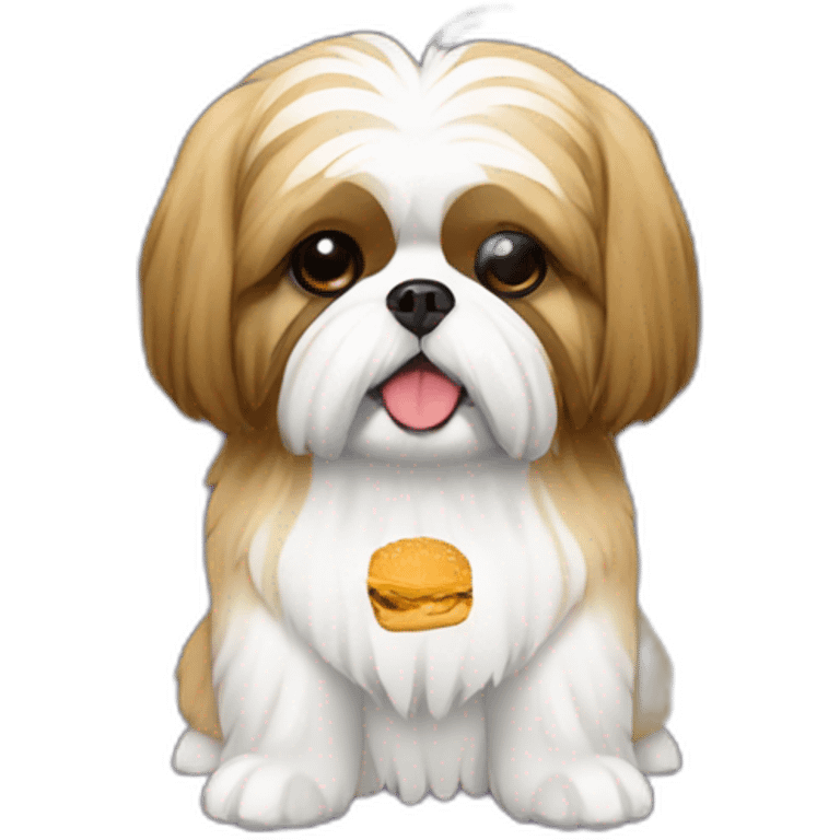 Shih tzu with cheeseburger emoji