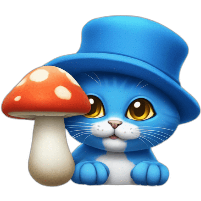 blue cat with mushroom hat smurf cat emoji