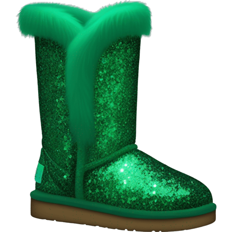 Realistic emerald green Sparkle glitter and fur Ugg boots. emoji