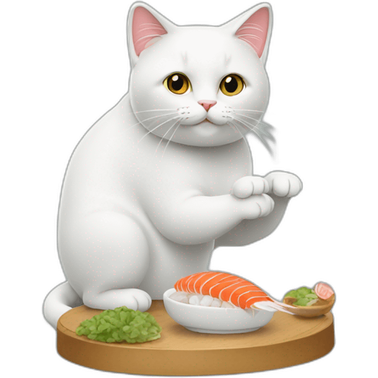 Un chat qui mange des sushis emoji