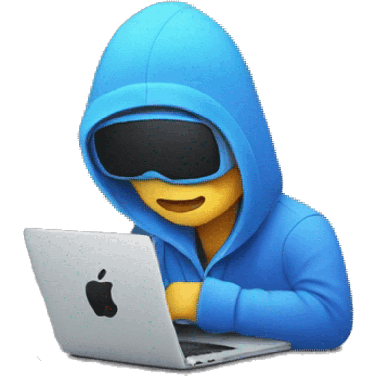 person coding a cool app on a mac book emoji