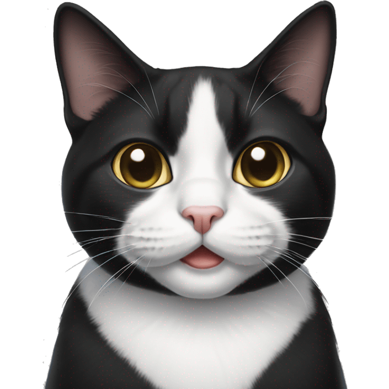 Tuxedo cat with white moustache emoji