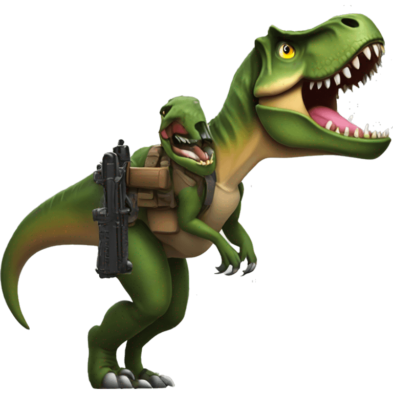 T-rex with a shotgun emoji