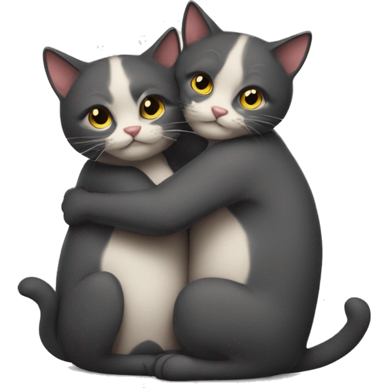 2 cats hug love emoji