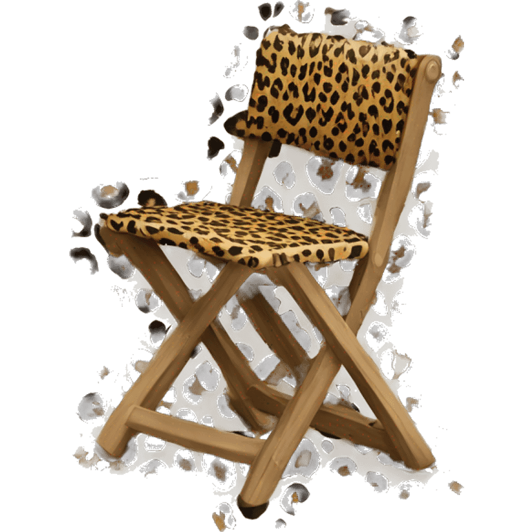 Realistic outdoor folding chair in a leopard print pattern on the chair isolated. emoji