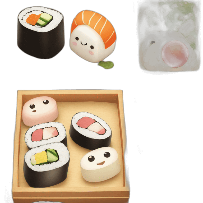 cute sushi bento wooden box emoji