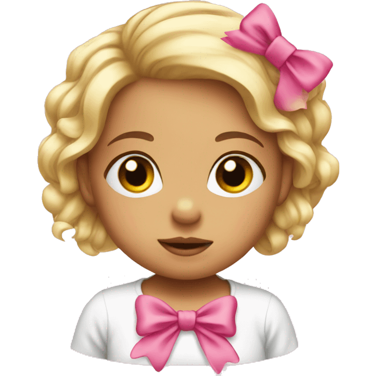 Baby girl emoji with a pink bow emoji