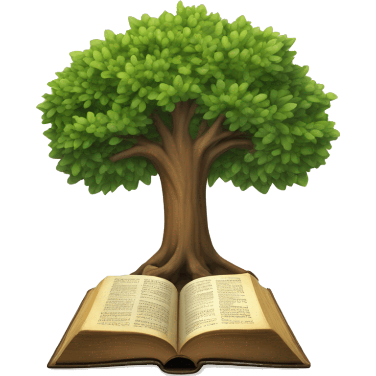 A tree rooted in an open Bible emoji