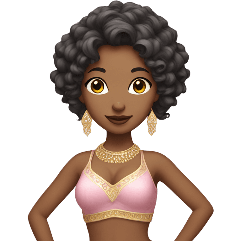 bellydancer with short curly hair and light pink costume emoji