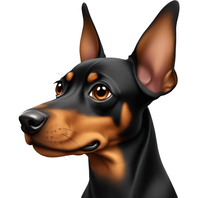 black tan pinscher big ears emoji