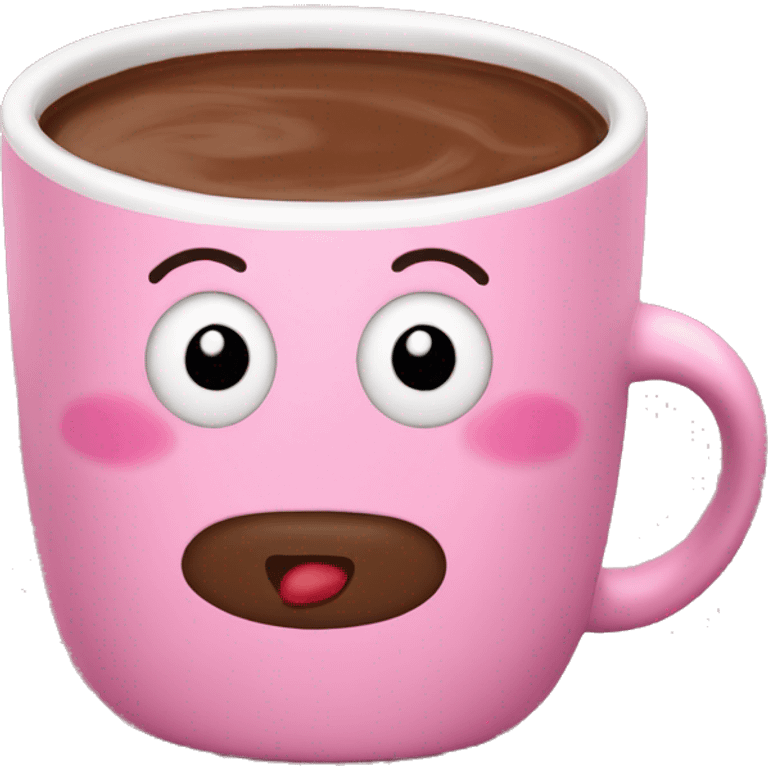 Hot Choco in pink reindeer mug emoji