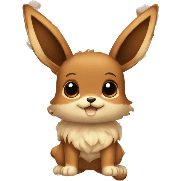 Brown Cookie-themed Eevee with chocolate chips patterns full body emoji