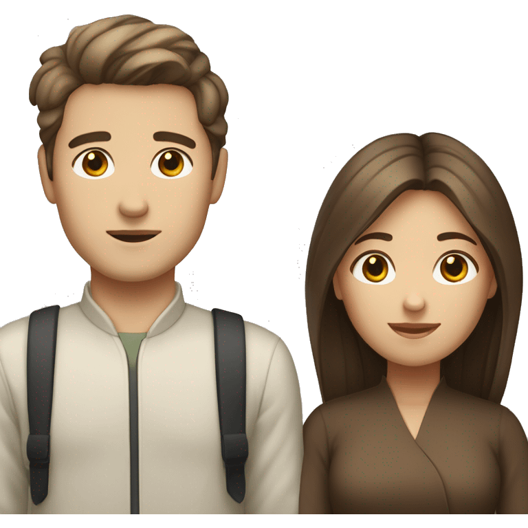 brown haired asian girl with straight hair and brown haired white guy with wavy hair emoji