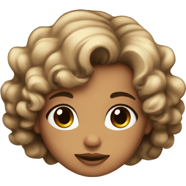 tan angel girl with black curls, pretty, wings emoji