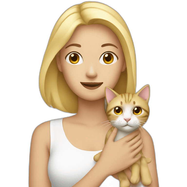 Blond woman with cat in her hands emoji