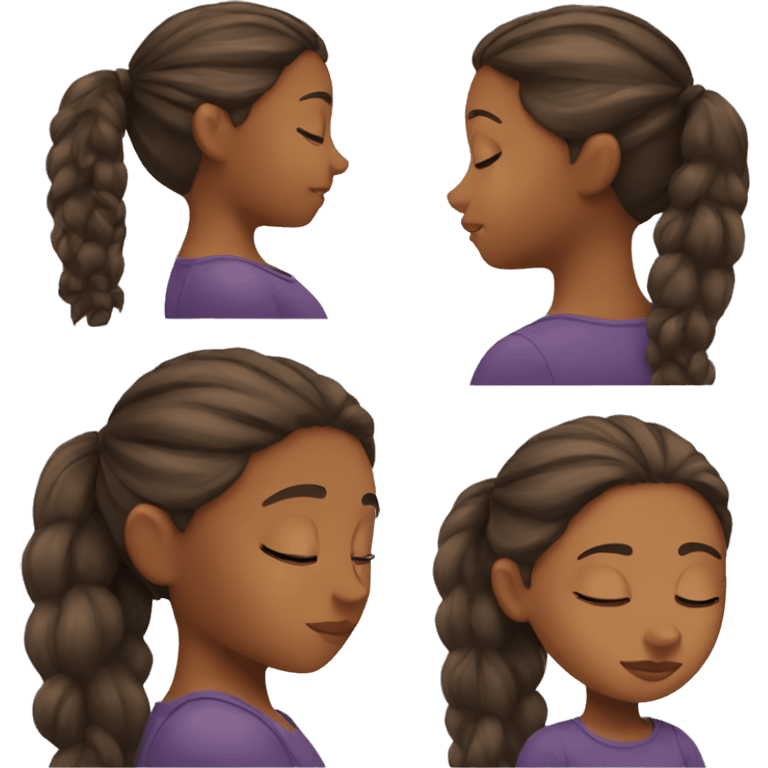 Brown girl sleeping with a pony tail emoji