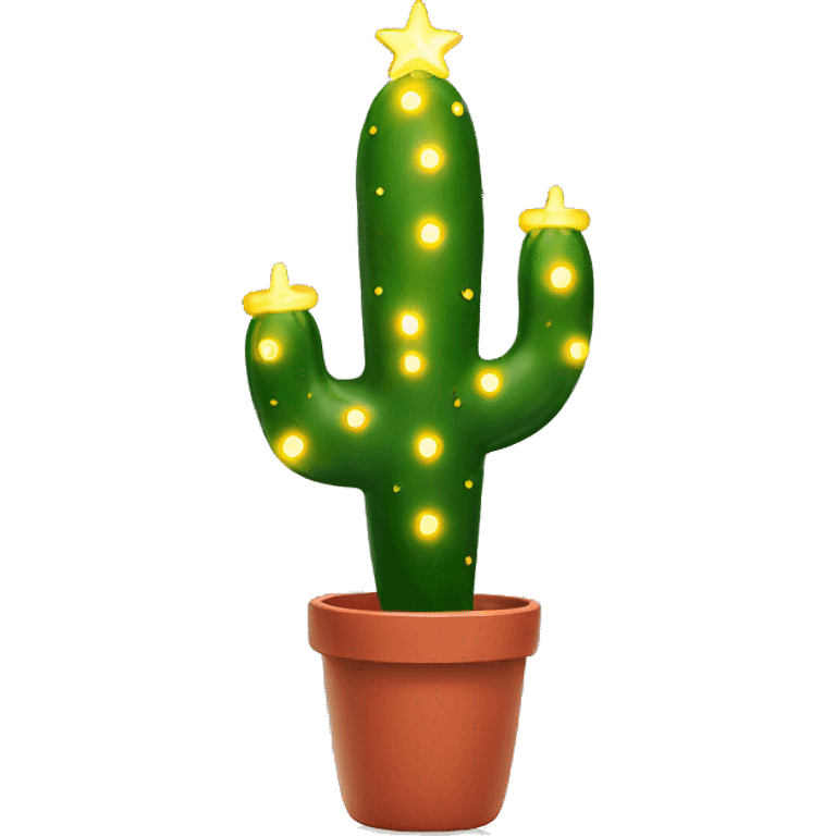 Ceramic christmas lighted Cactus  emoji