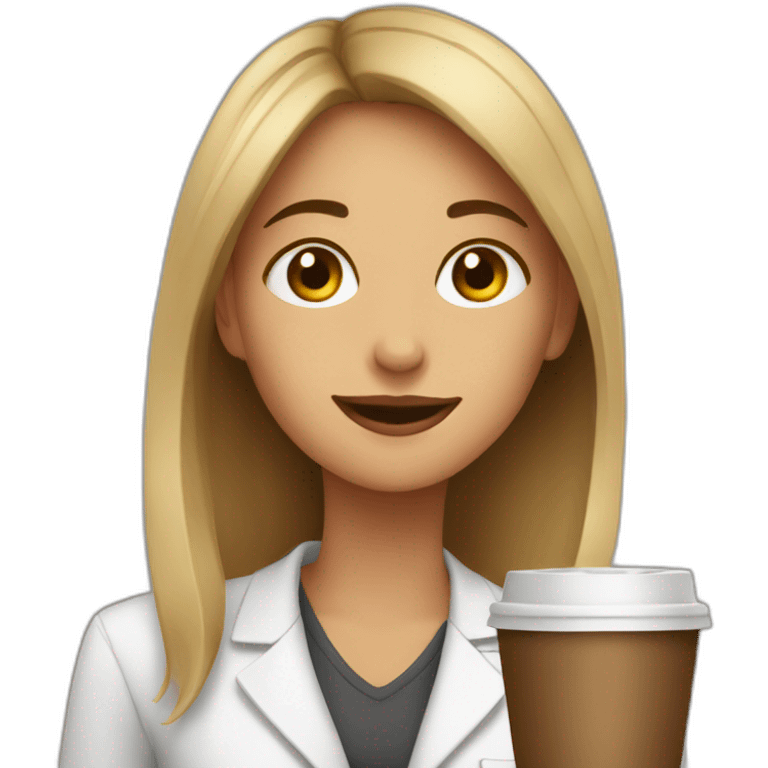 girl on work with coffee emoji