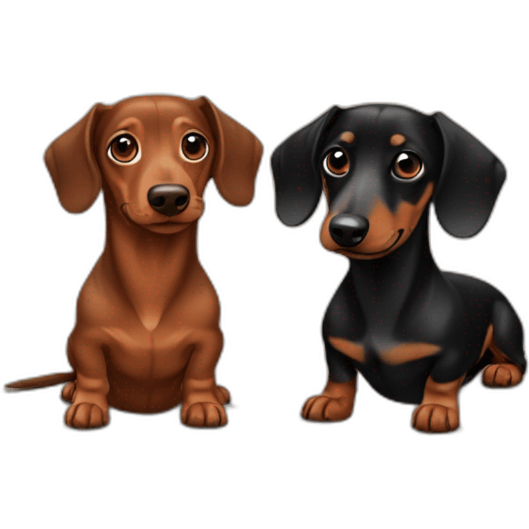 Brown dachshund and black and brown dachshund emoji