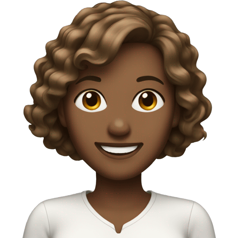 Brown medium length hair woman smiling  emoji