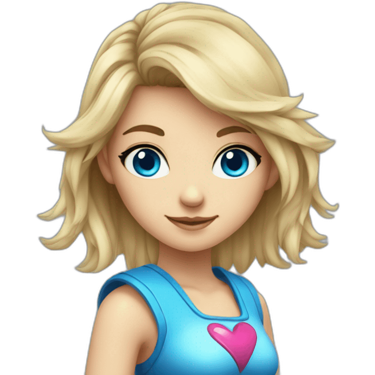 Heart-shaped gamer girl blue eyes emoji