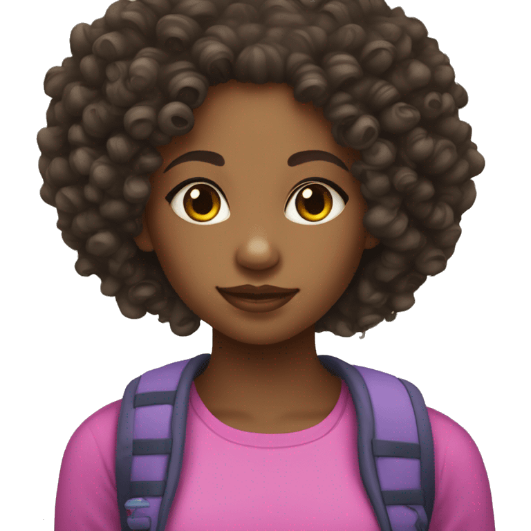 Black light skinned girl with curly natural hair emoji