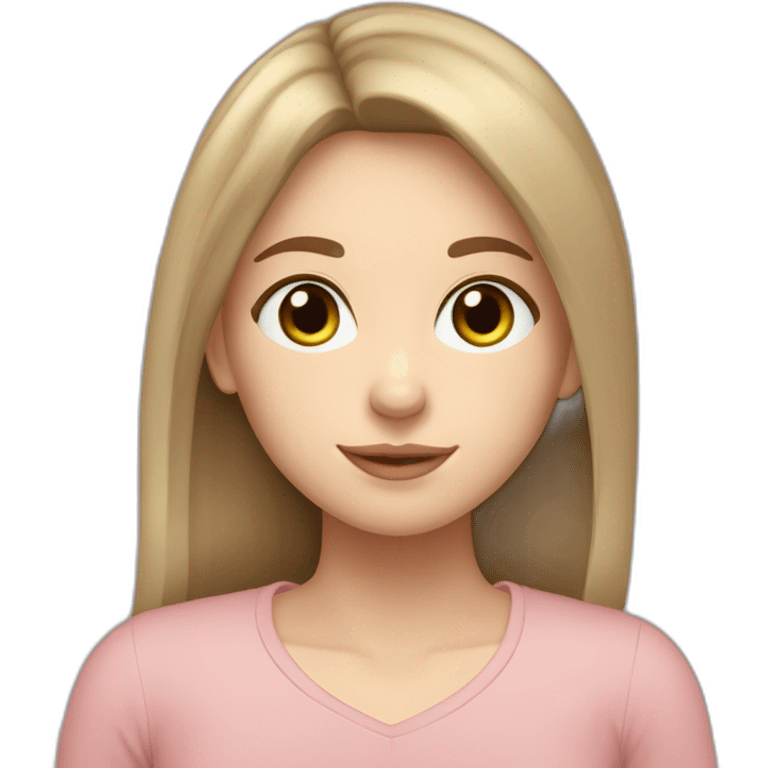 16-year-old Argentine girl with white skin. Medium green eyes. Light brown hair in the shape of a heart on the forehead. rounded face emoji