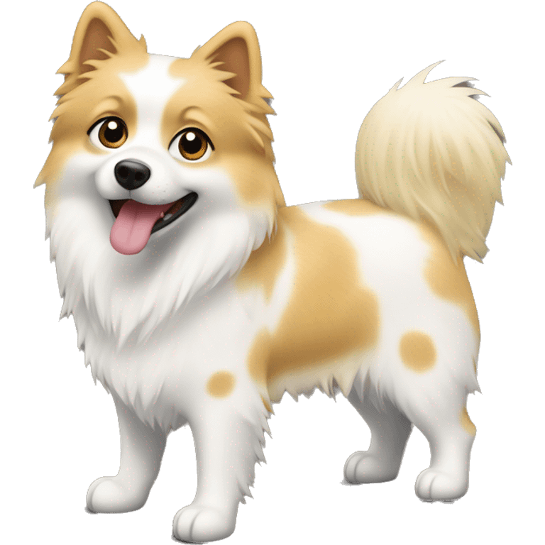 White and blonde spots spitz standing  emoji