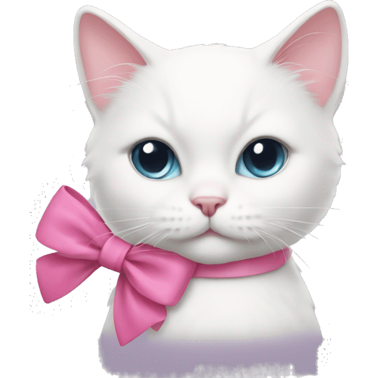 white cat with a pink bow emoji