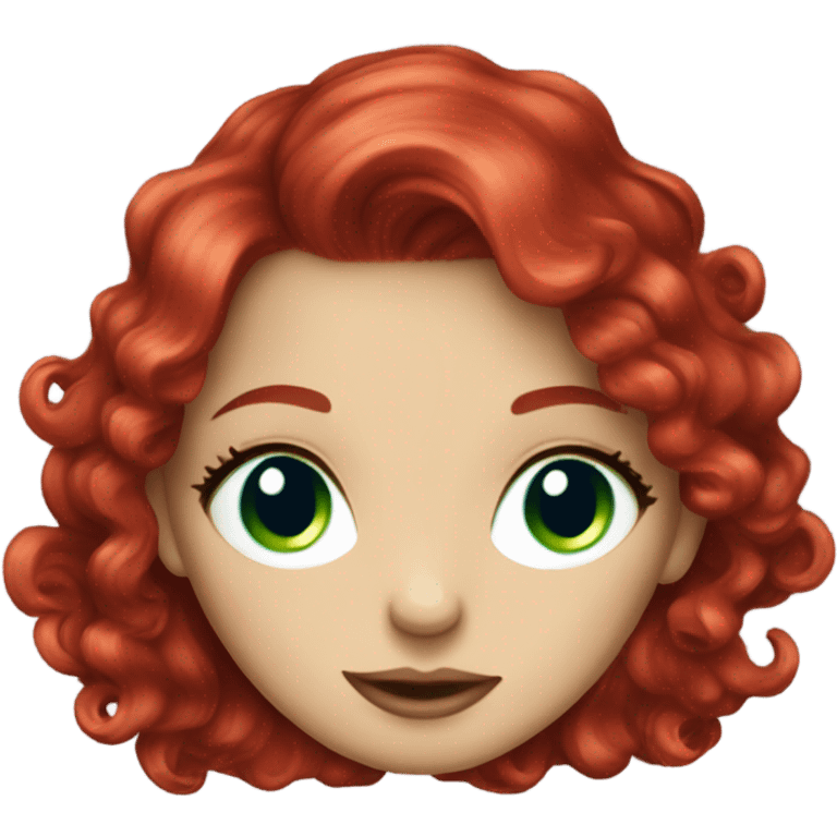 Very stylish Ruby red hair girl with blue green eyes emoji