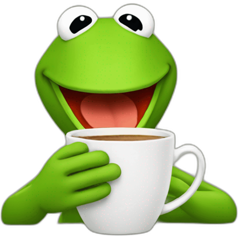 Kermit drinking coffee emoji