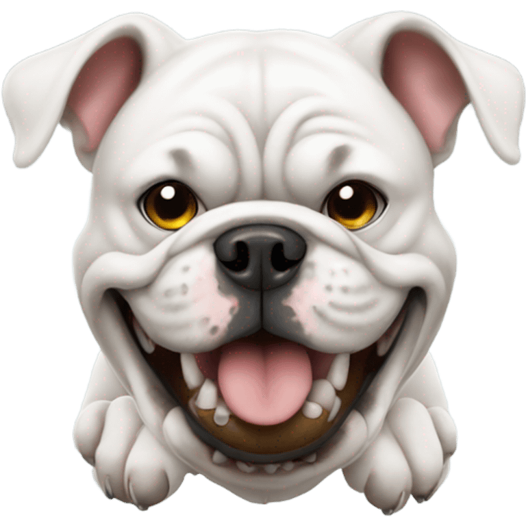 White bulldog with football emoji