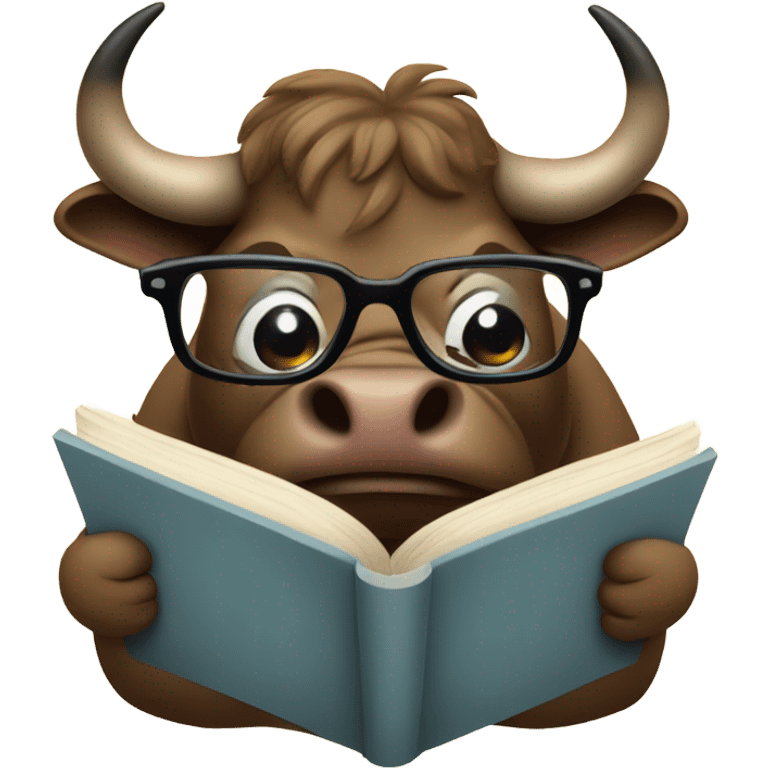 A Bull with glasses reading a book. emoji