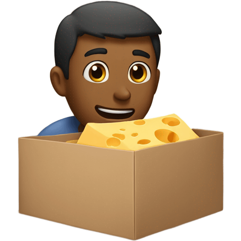 Man in a box eating cheese emoji