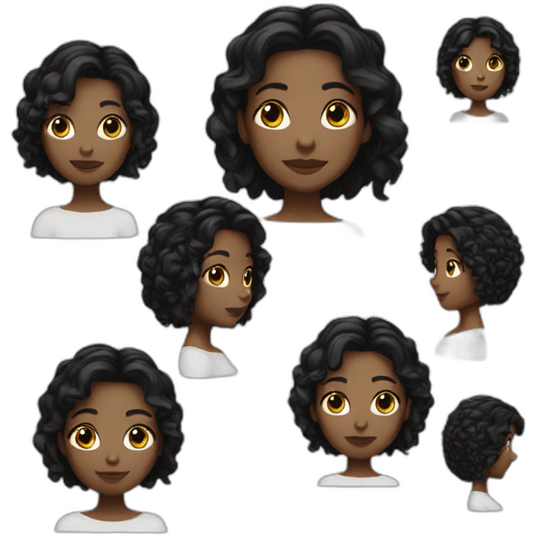 woman white skin black hair emoji