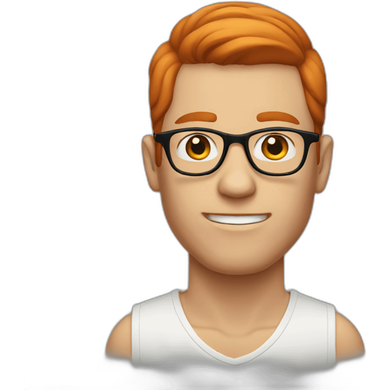 shaved redhead man with long hair and glasses emoji