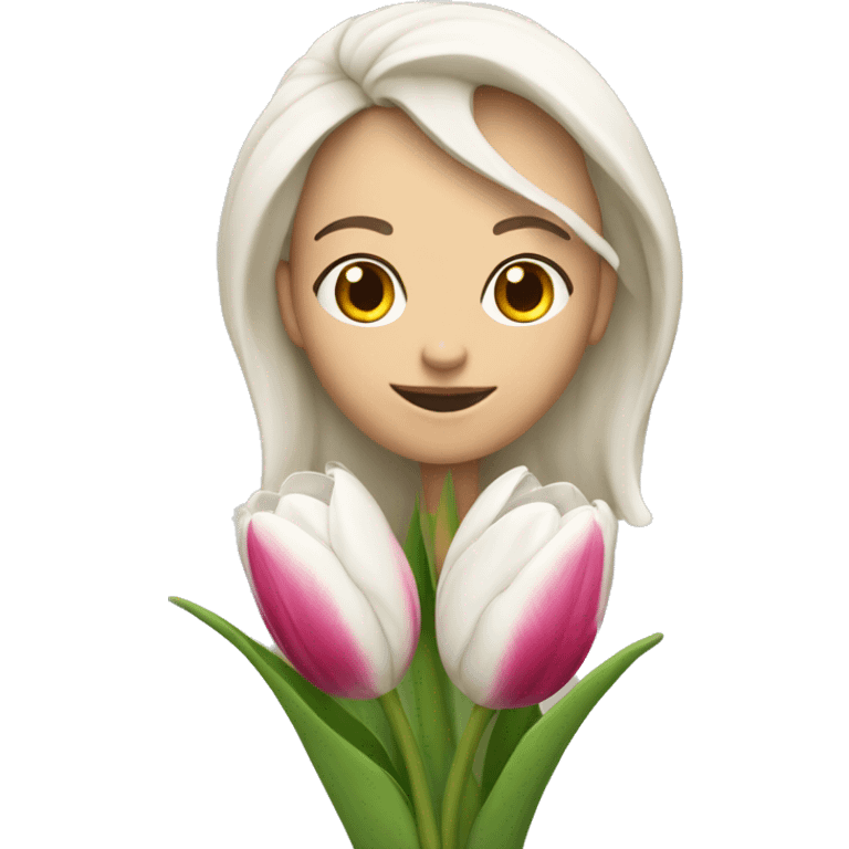 Uma tulipa branca com asas  emoji