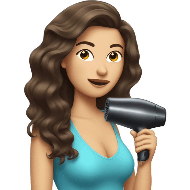 Brunette girl blow drying hair emoji