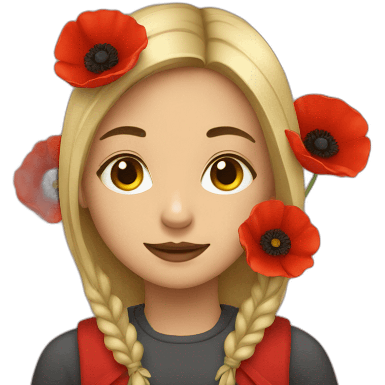 girl with poppies emoji