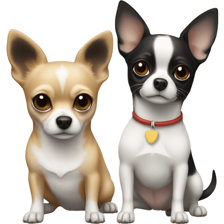 a beige chihuahua and a black and white chihuahua emoji